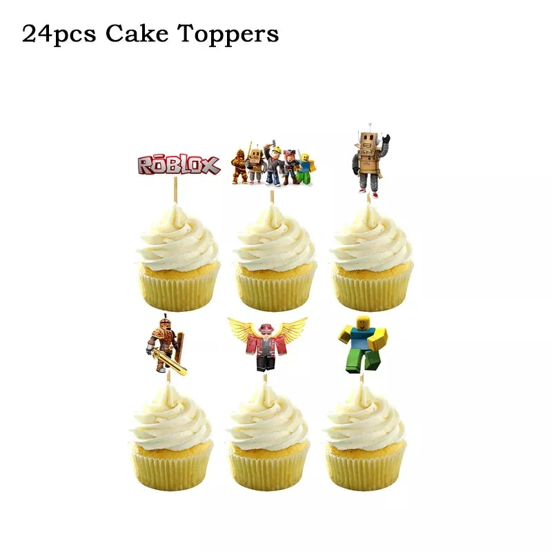 Roblox Themed Birthday Party Decorations – Favourite Roblox Characters - Disposable Tableware & Balloons for Kids