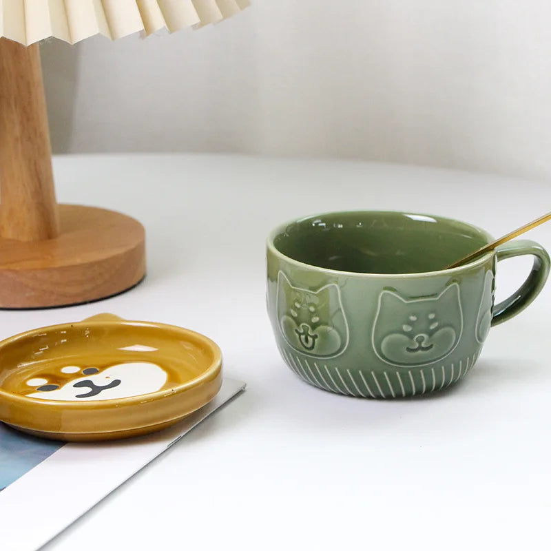 Cartoon Cat Coffee Mug With Cat Pattern