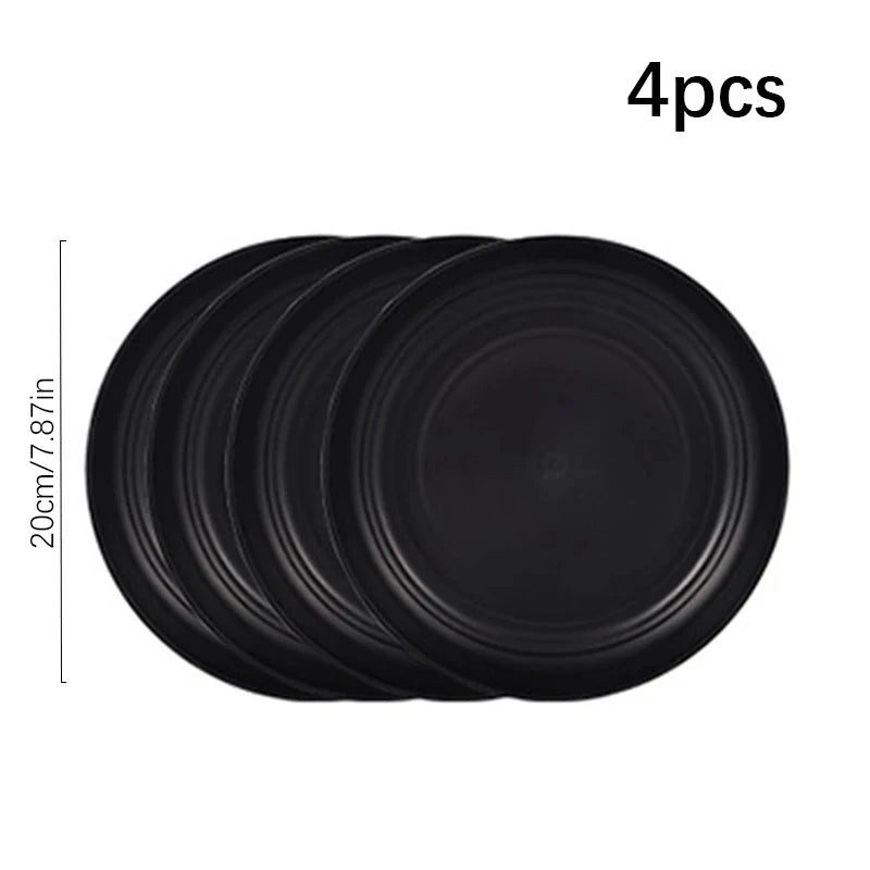 24pcs Camping plastic cutlery set with plates, bowls, cups and serving plates