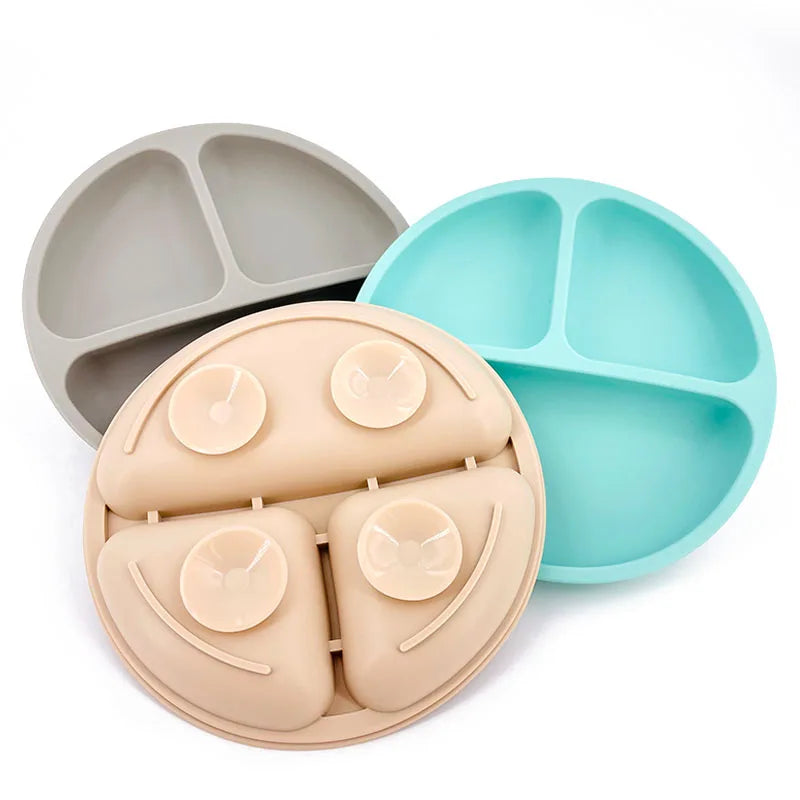4PCS Children Tableware Silicone Dinner Plates