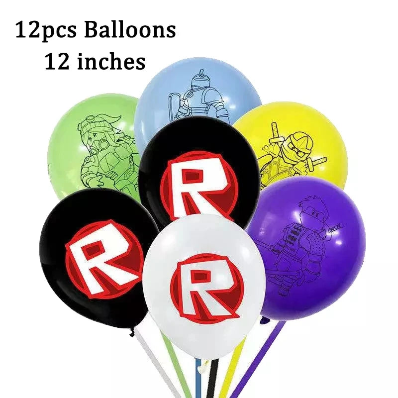 Roblox Themed Birthday Party Decorations – Favourite Roblox Characters - Disposable Tableware & Balloons for Kids