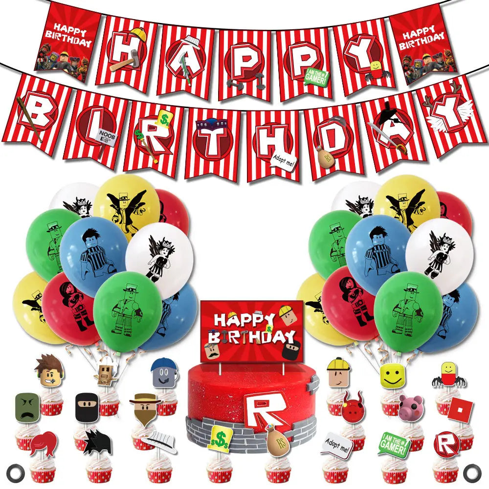 Roblox Themed Birthday Party Decorations – Favourite Roblox Characters - Disposable Tableware & Balloons for Kids