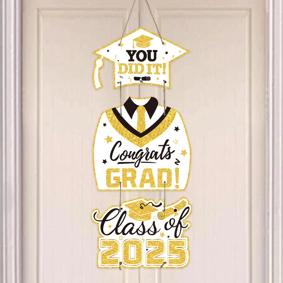 Graduation Door Hanging Decorations – Gown & Cap Design | 2025 Congrats Grad Party Supplies