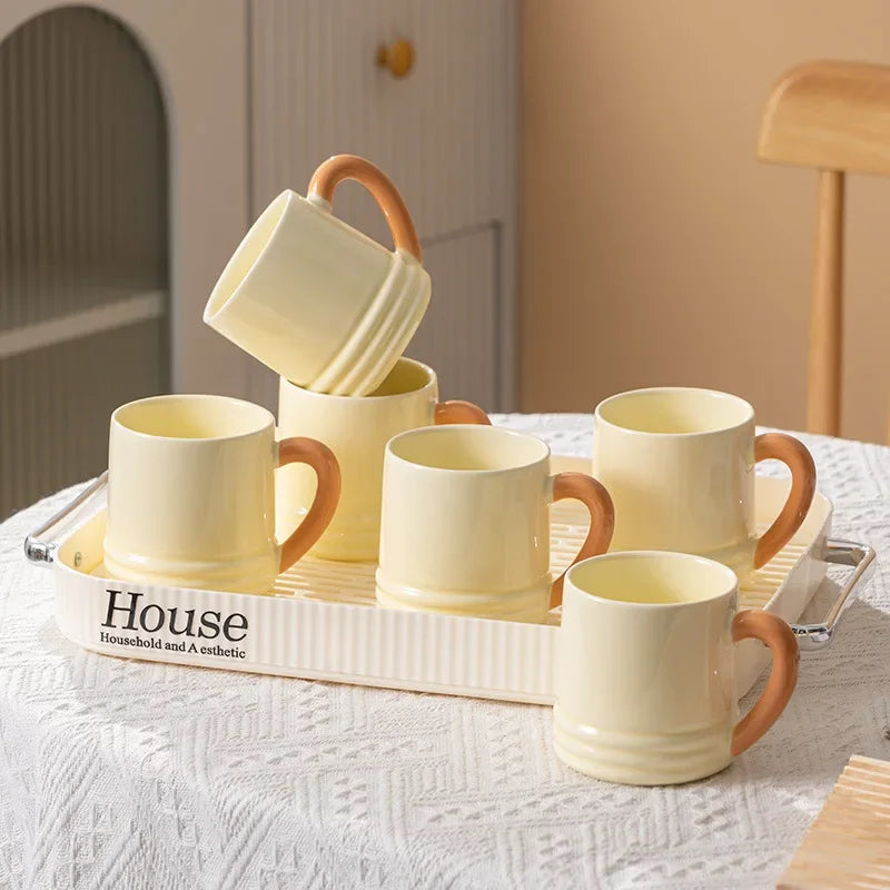 Simple Solid Color Ceramic Large Capacity Cup