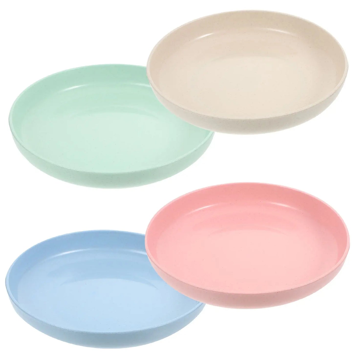4 Pcs Bamboo Straw Plate Reusable Hard Plastic Plates