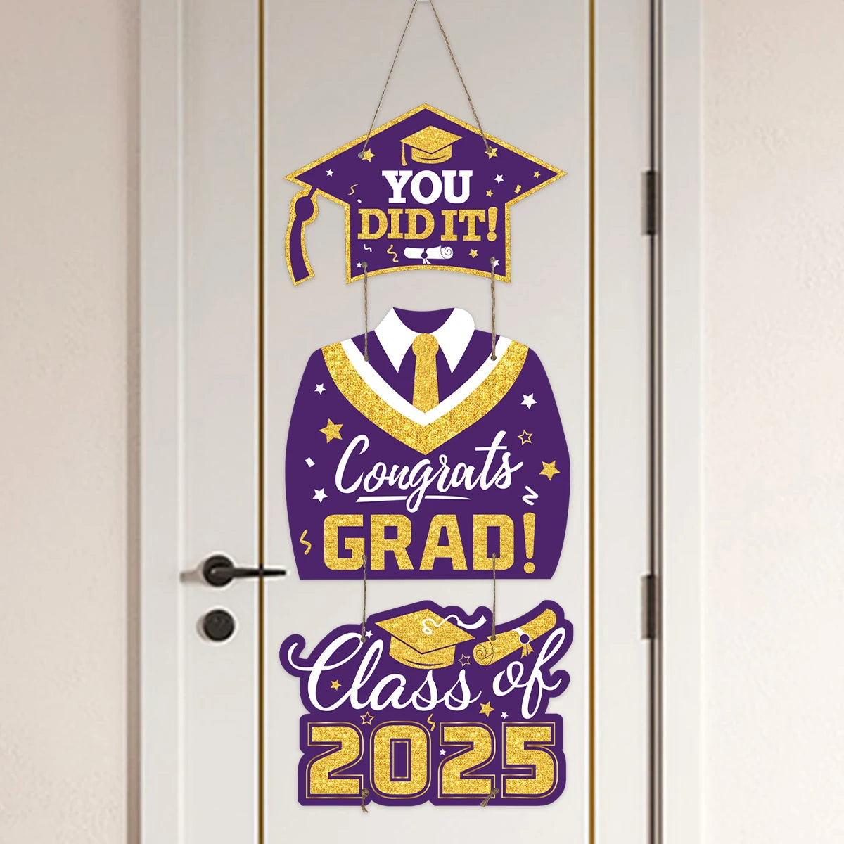 Graduation Door Hanging Decorations – Gown & Cap Design | 2025 Congrats Grad Party Supplies