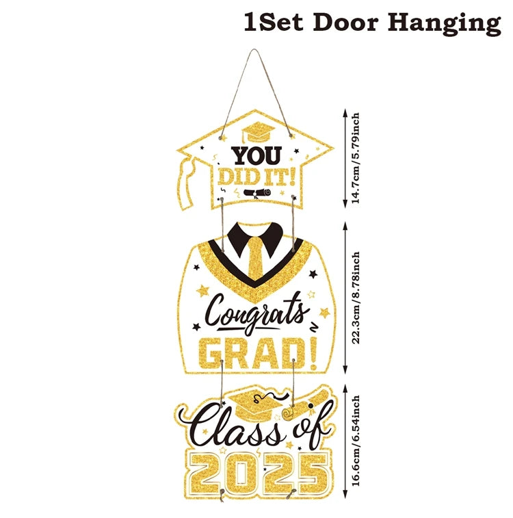 Graduation Door Hanging Decorations – Gown & Cap Design | 2025 Congrats Grad Party Supplies