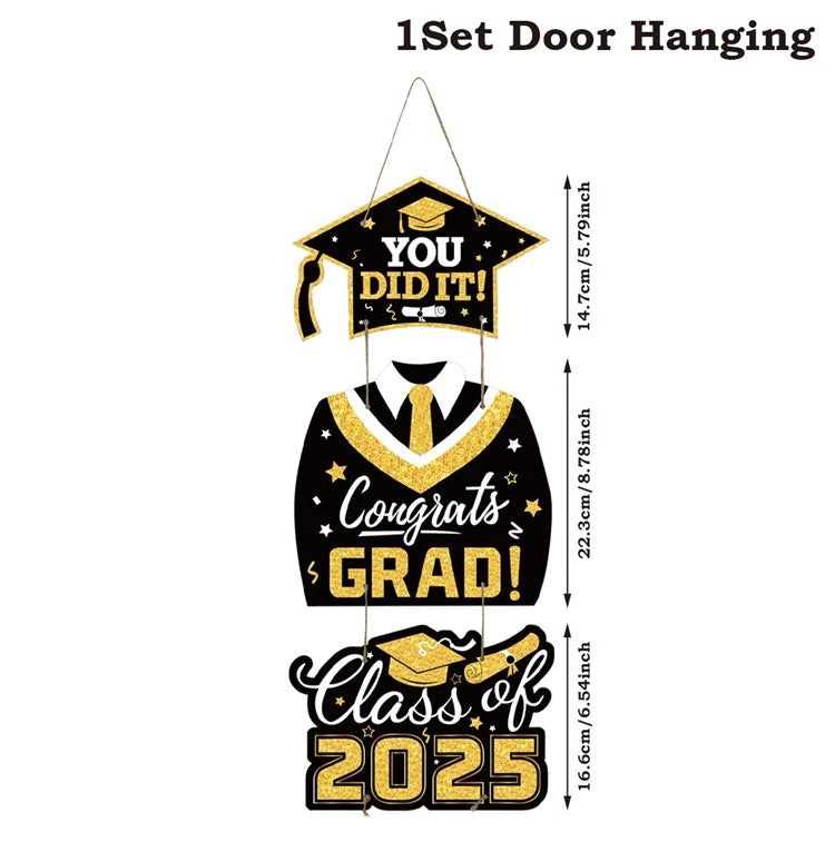 Graduation Door Hanging Decorations – Gown & Cap Design | 2025 Congrats Grad Party Supplies