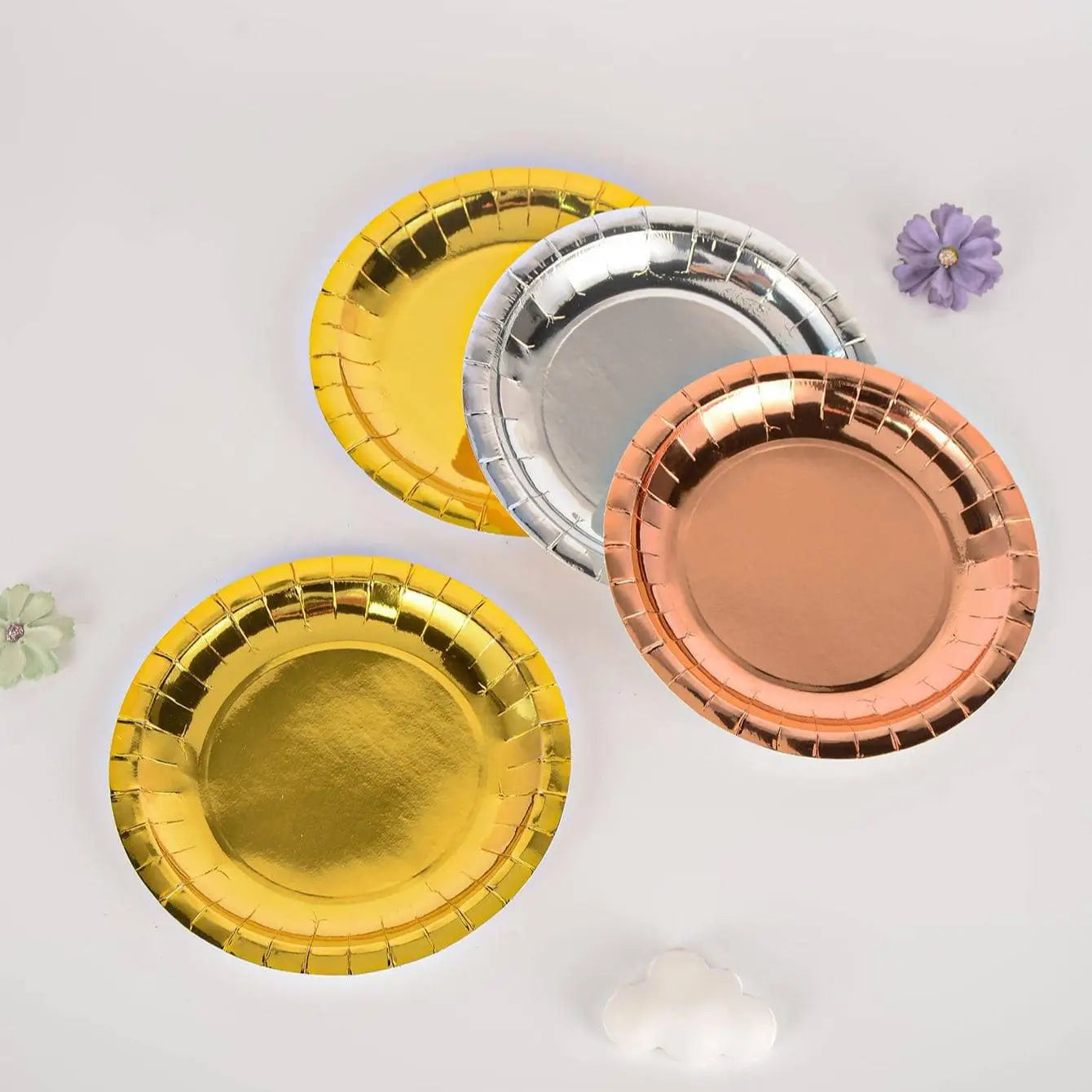 Gold Silvery Disposable Plates Cups