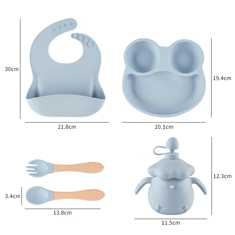 4PCS Children Tableware Silicone Dinner Plates