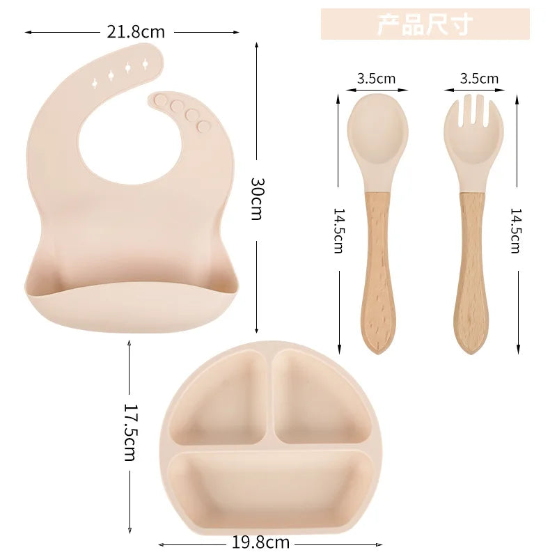 4PCS Children Tableware Silicone Dinner Plates