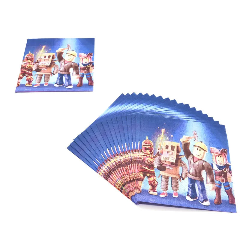 Roblox Themed Birthday Party Decorations – Favourite Roblox Characters - Disposable Tableware & Balloons for Kids