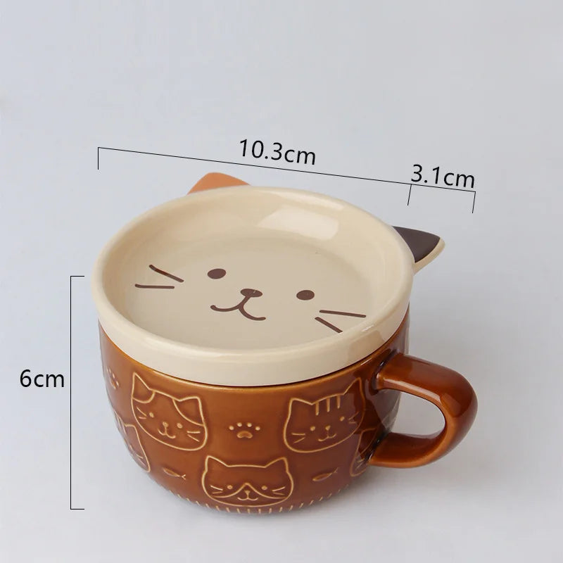 Cartoon Cat Coffee Mug With Cat Pattern