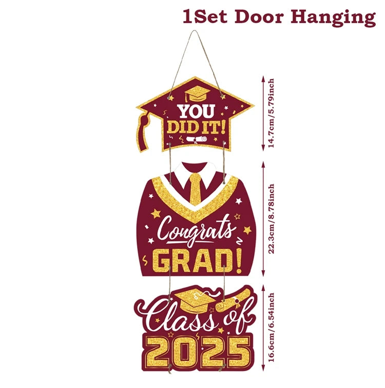 Graduation Door Hanging Decorations – Gown & Cap Design | 2025 Congrats Grad Party Supplies