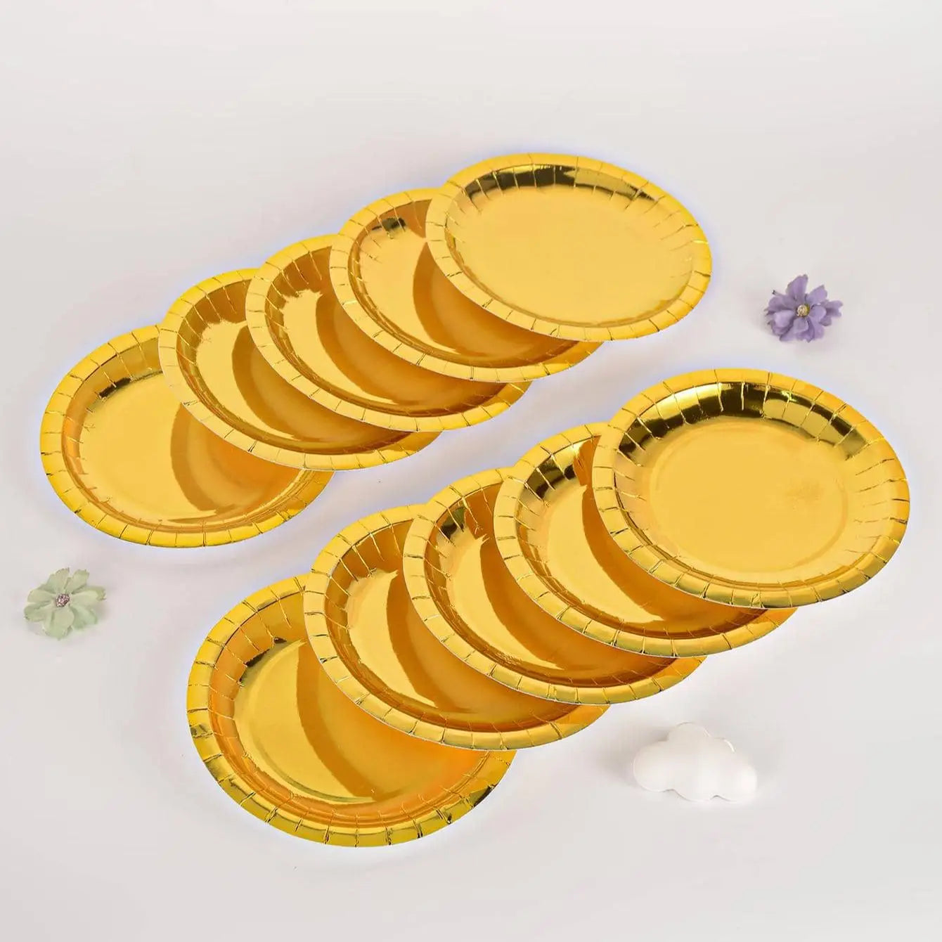 Gold Silvery Disposable Plates Cups