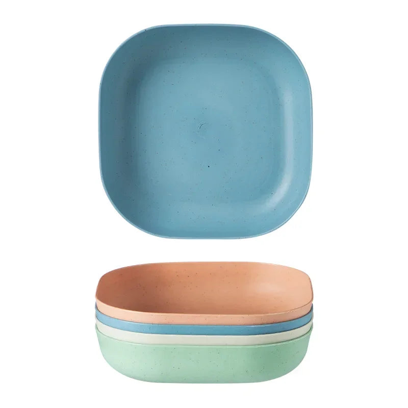 4pcs Eco-Friendly Restaurant Specialty Saucer Plastic Plate, Unbreakable Plates and Biodegradable