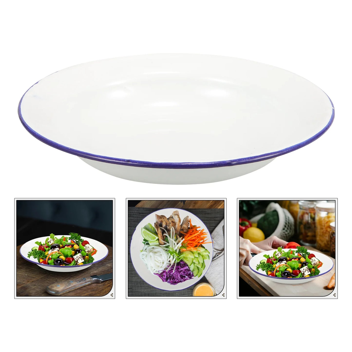 4Pcs Enamel Camping Dishes Plate