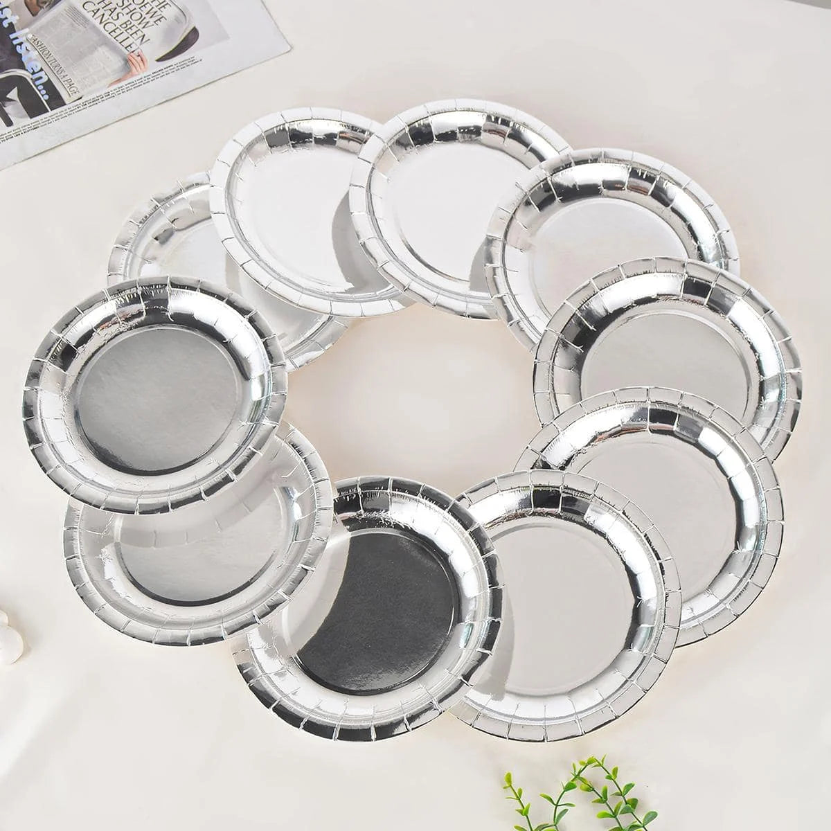 Gold Silvery Disposable Plates Cups