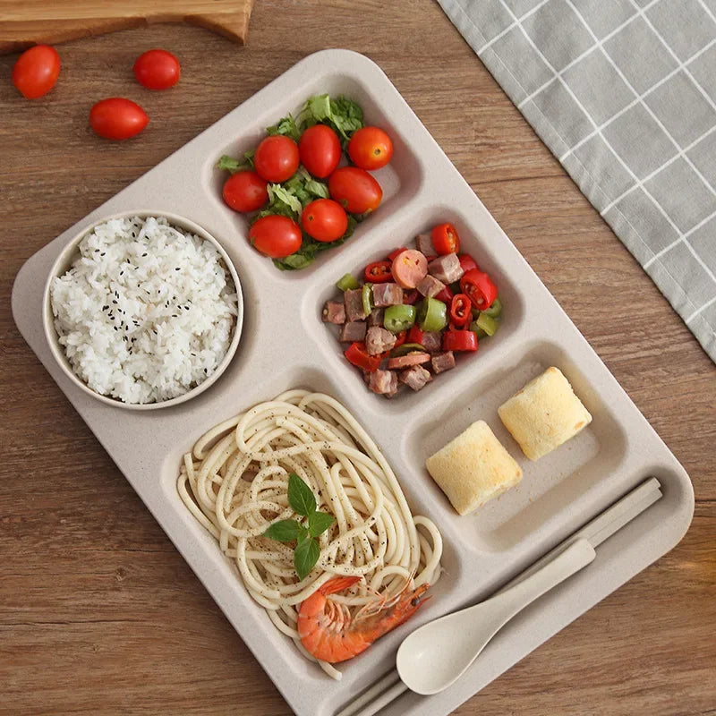 1Set Student Meal Plate Fast Food Bowls Anti-fall Household
