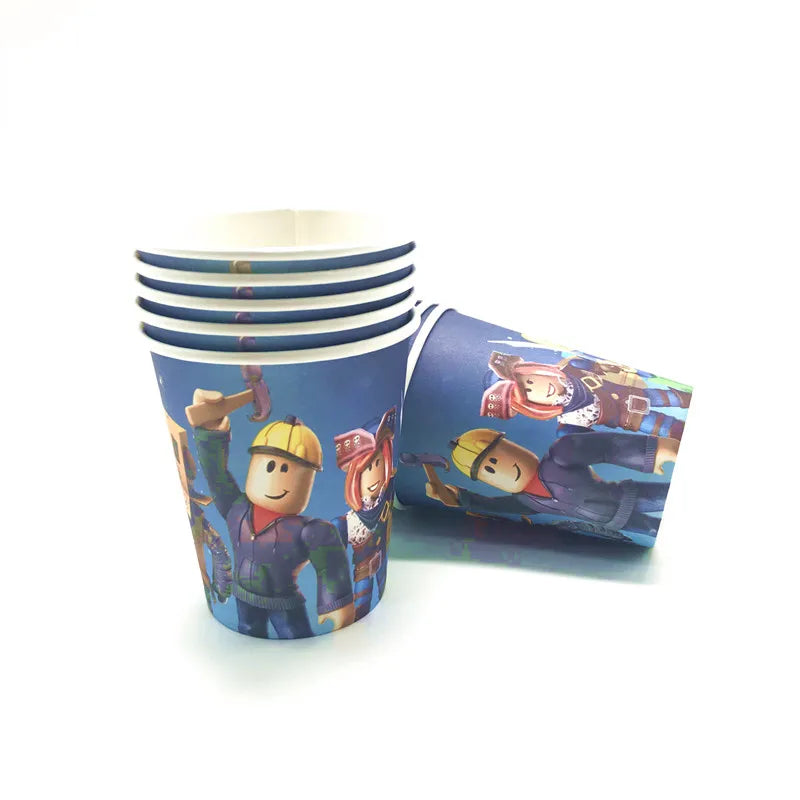Roblox Themed Birthday Party Decorations – Favourite Roblox Characters - Disposable Tableware & Balloons for Kids