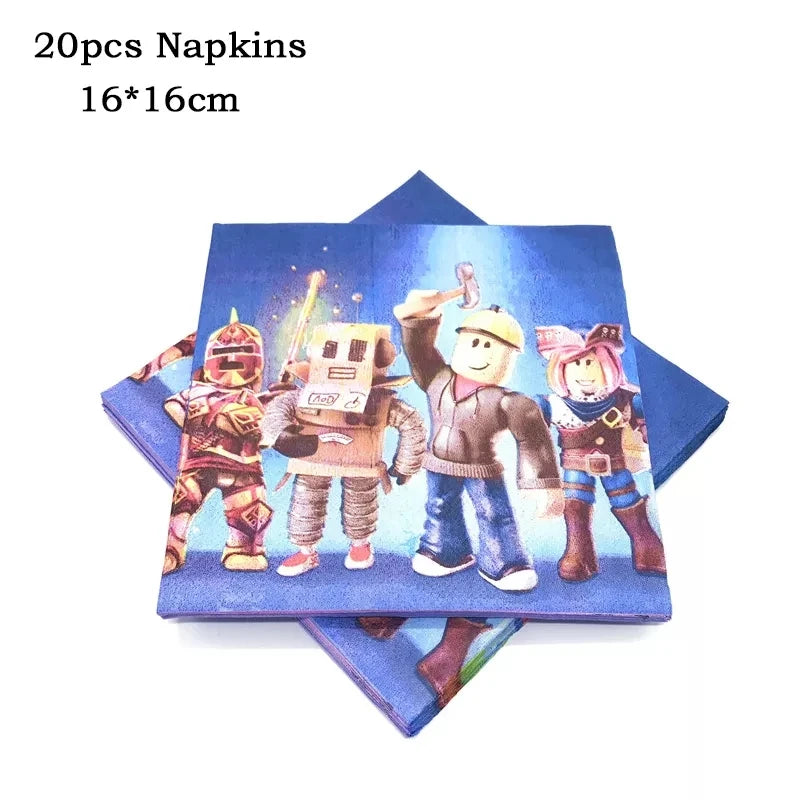 Roblox Themed Birthday Party Decorations – Favourite Roblox Characters - Disposable Tableware & Balloons for Kids