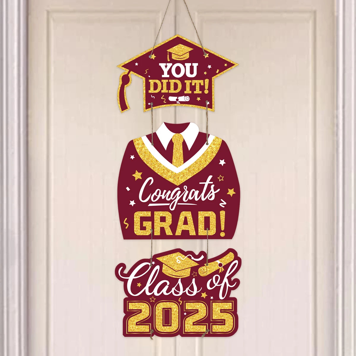 Graduation Door Hanging Decorations – Gown & Cap Design | 2025 Congrats Grad Party Supplies