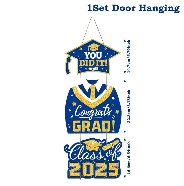 Graduation Door Hanging Decorations – Gown & Cap Design | 2025 Congrats Grad Party Supplies