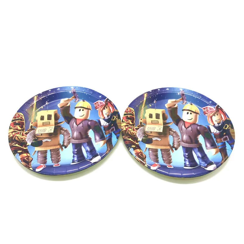 Roblox Themed Birthday Party Decorations – Favourite Roblox Characters - Disposable Tableware & Balloons for Kids
