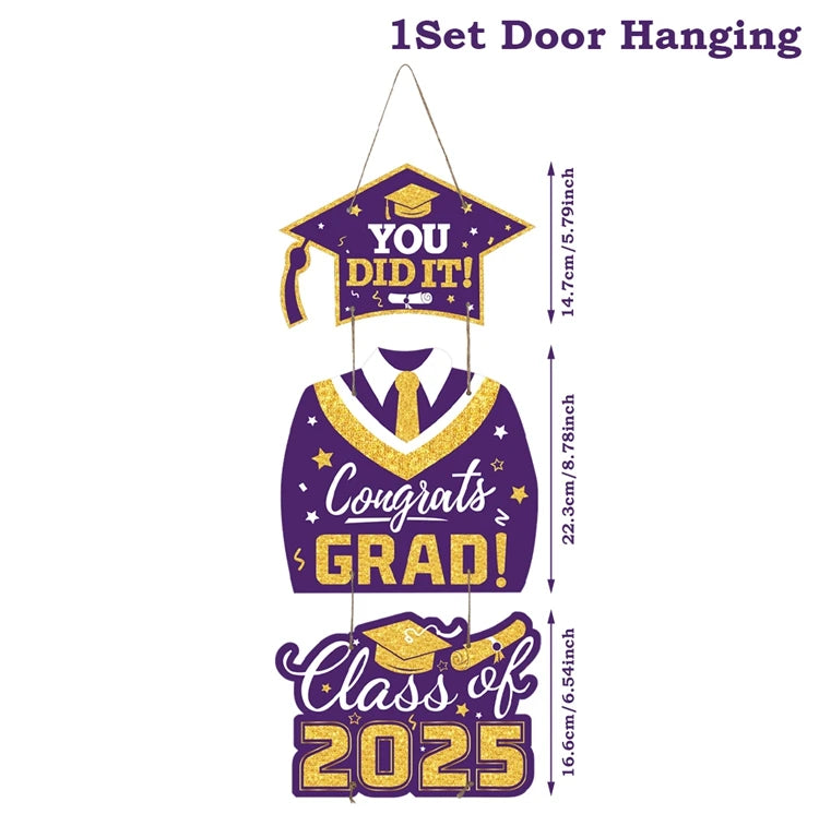 Graduation Door Hanging Decorations – Gown & Cap Design | 2025 Congrats Grad Party Supplies