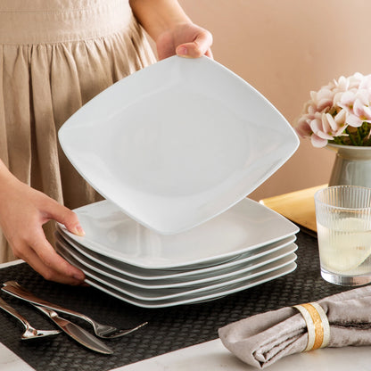 MALACASA 6 & 12 Piece White Square Porcelain Dinner Plate Set