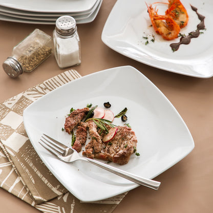 MALACASA 6 & 12 Piece White Square Porcelain Dinner Plate Set