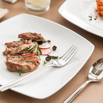 MALACASA 6 & 12 Piece White Square Porcelain Dinner Plate Set