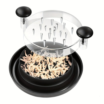 Chicken Shredder with Transparent Cover: Large Anti-Slip Rotating Tool for Chopping Chicken, Beef, Cabbage,Vegetables