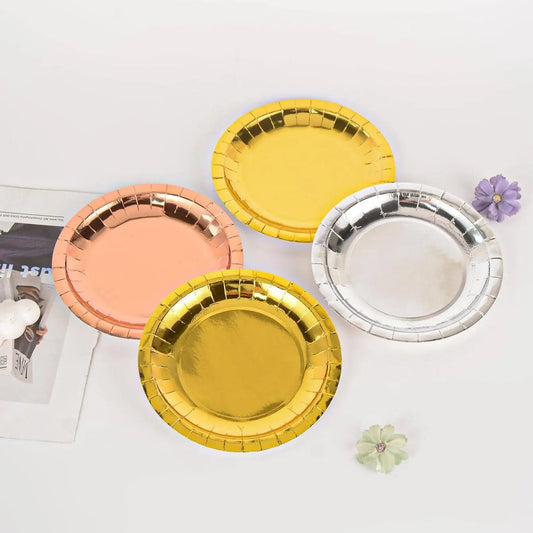 Gold Silvery Disposable Plates Cups