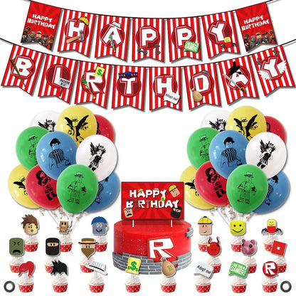 Roblox Themed Birthday Party Decorations – Favourite Roblox Characters - Disposable Tableware & Balloons for Kids