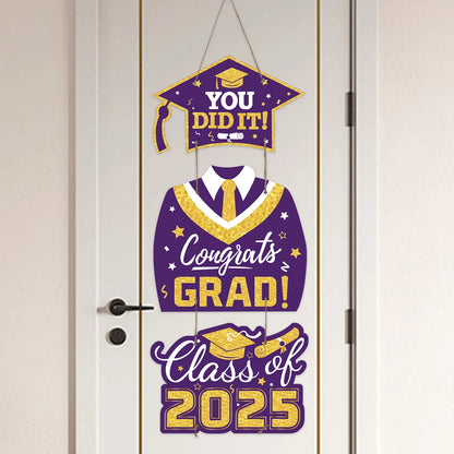 Graduation Door Hanging Decorations – Gown & Cap Design | 2025 Congrats Grad Party Supplies