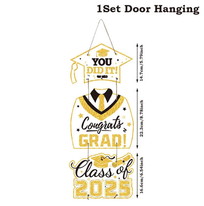 Graduation Door Hanging Decorations – Gown & Cap Design | 2025 Congrats Grad Party Supplies