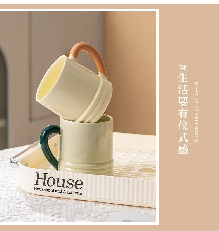 Simple Solid Color Ceramic Large Capacity Cup