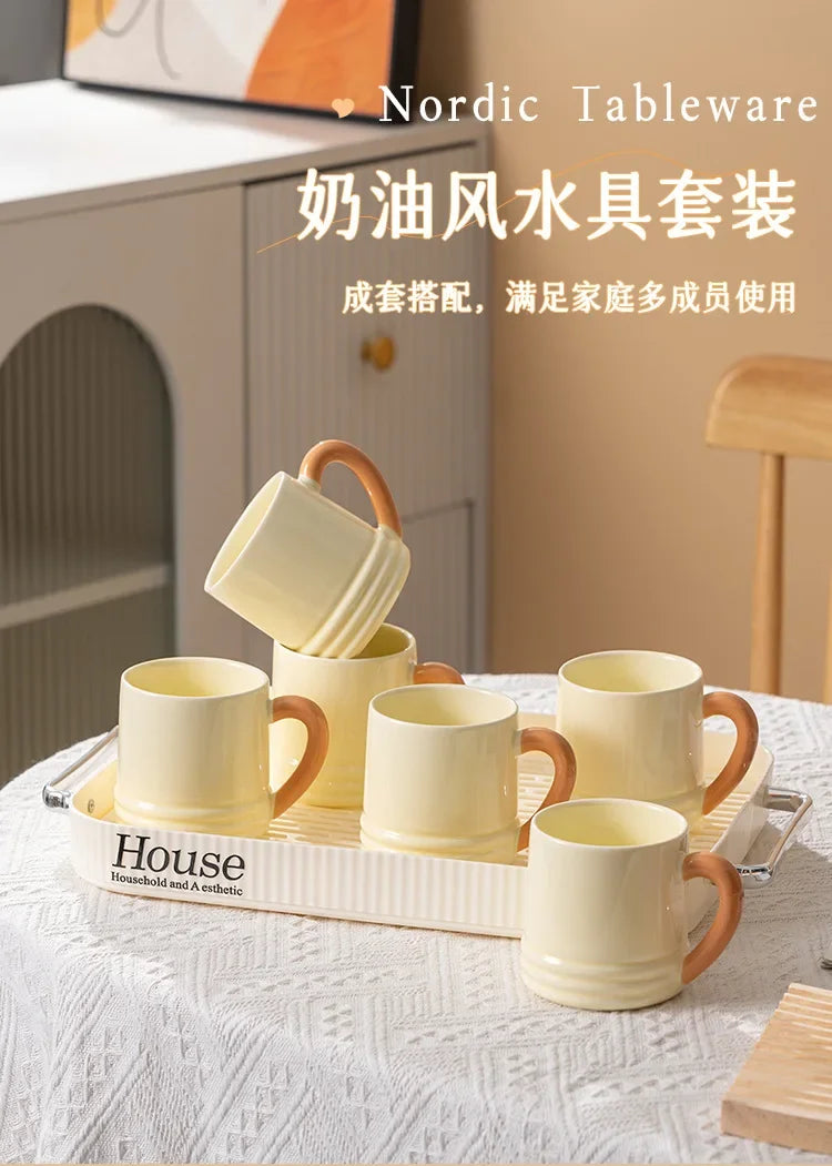 Simple Solid Color Ceramic Large Capacity Cup