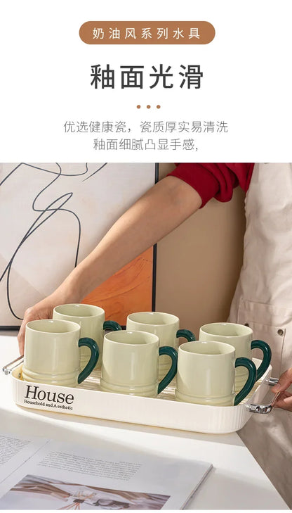 Simple Solid Color Ceramic Large Capacity Cup