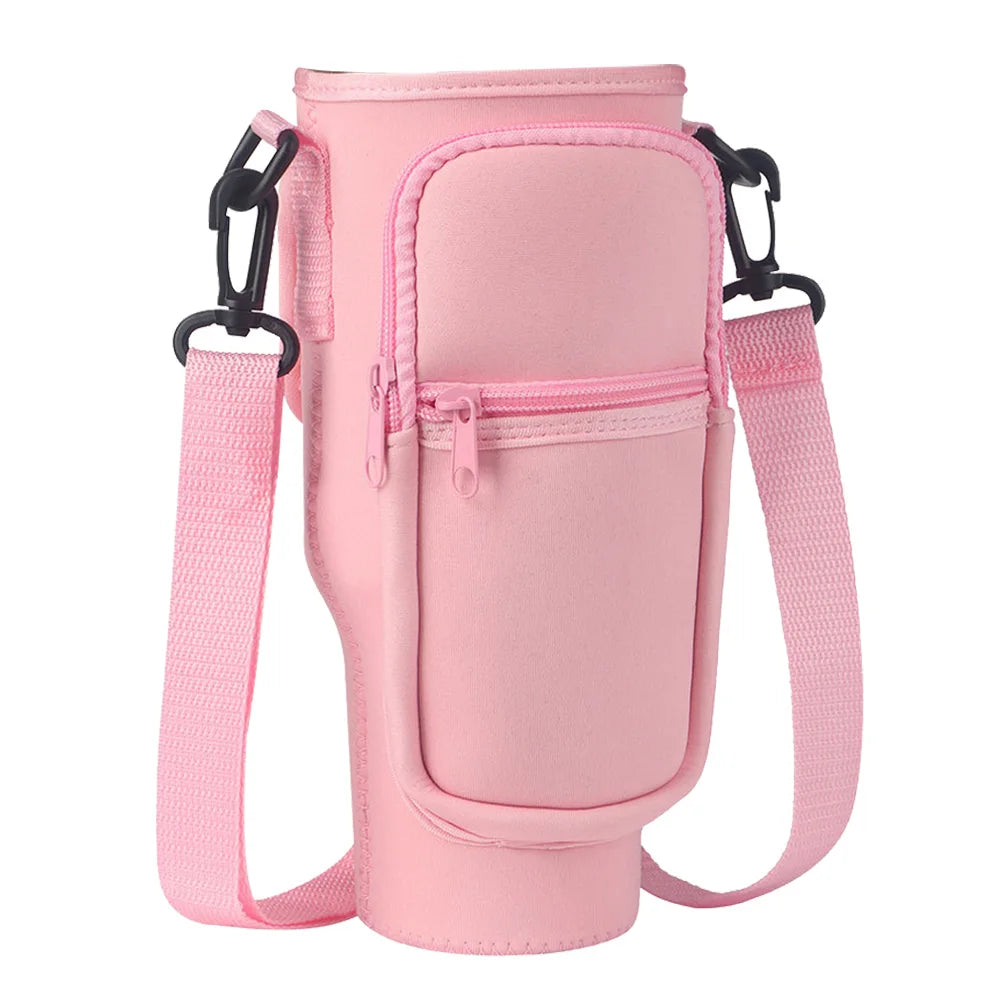 40oz Neoprene Water Bottle Carrier Bag For Stanley Quencher Cup Sleeve Non-slip Insulated Mug Cover Adjustable Shoulder Strap