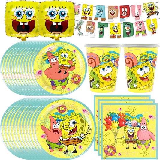 Cartoon Yellow Sponge-Bob Disposable Tableware