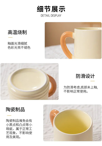 Simple Solid Color Ceramic Large Capacity Cup