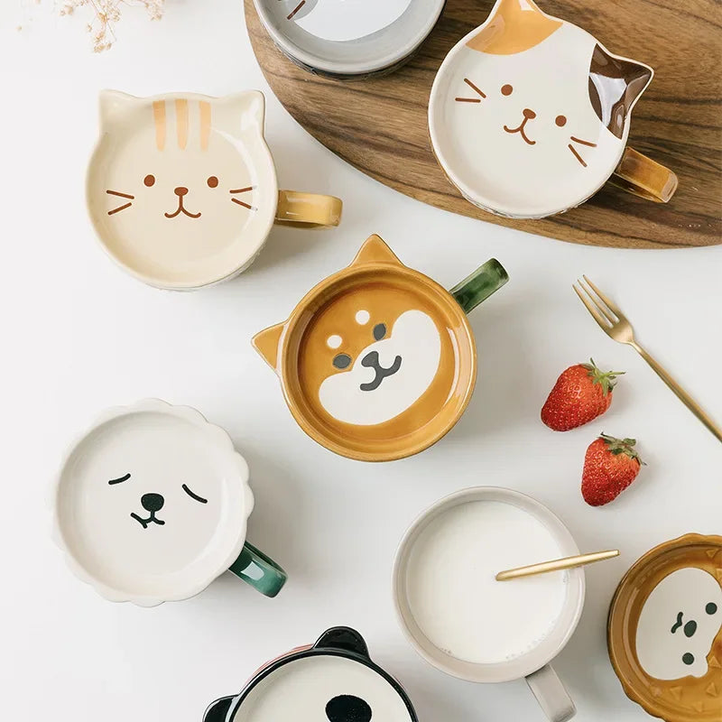 Cartoon Cat Coffee Mug With Cat Pattern