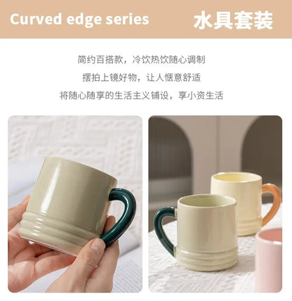 Simple Solid Color Ceramic Large Capacity Cup