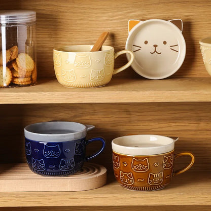 Cartoon Cat Coffee Mug With Cat Pattern