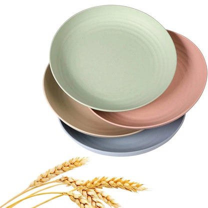 4pcs Unbreakable Reusable Dinner Plates Made With Lightweight Wheat Straw