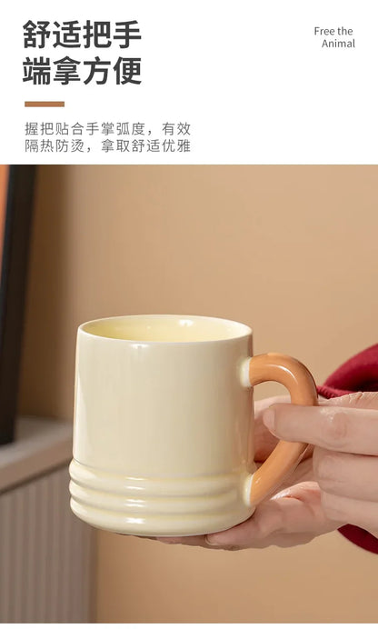 Simple Solid Color Ceramic Large Capacity Cup