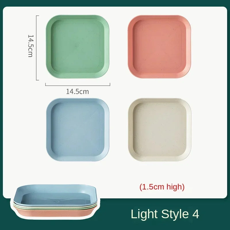 4pcs Eco-Friendly Restaurant Specialty Saucer Plastic Plate, Unbreakable Plates and Biodegradable