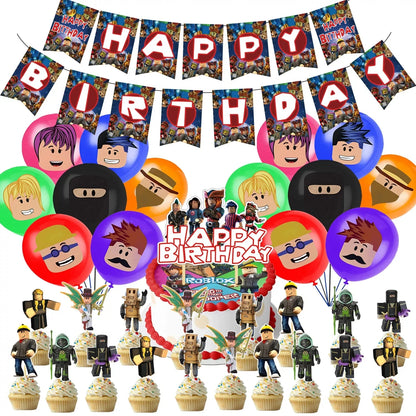 Roblox Themed Birthday Party Decorations – Favourite Roblox Characters - Disposable Tableware & Balloons for Kids